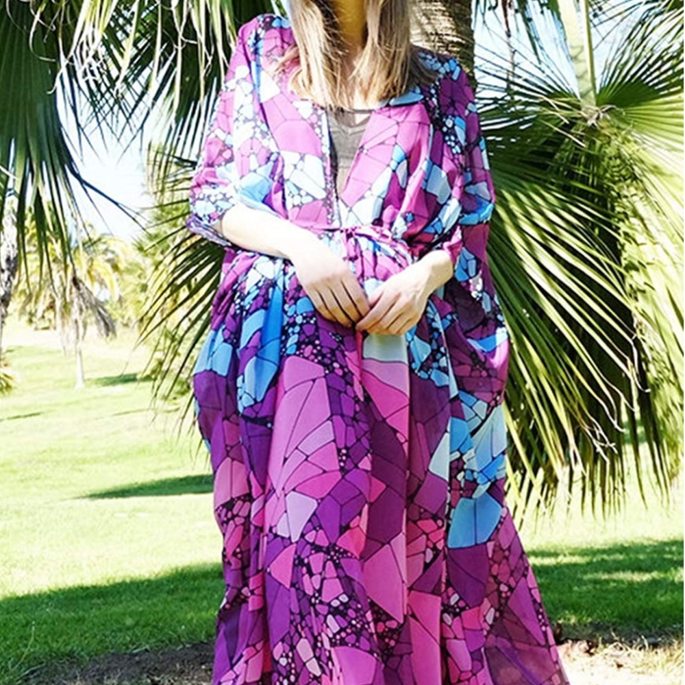 1 left! New Stained Glass Kimono Swim Cover up - Picture 7 of 8